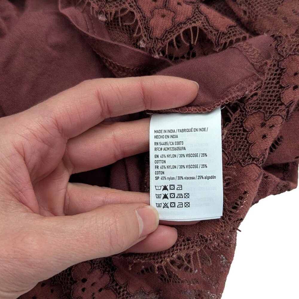 American Eagle Burgundy Rust XXS AE Ruffled Lace Cami Tank Top - Picture 6 of 9